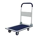 Hand Flatbed Cart 660 lbs. Capacity Heavy Duty Folding Platform Truck with Rubber Wheels for Warehouse Home Office Moving Push Rolling Dolly in Blue