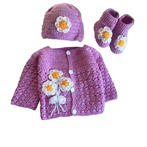 Hand Made 3 Piece Knitted Magnolia Flower