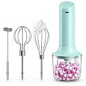 Cordless Hand Mixer, 4-in-1 Handheld Electric Mixer with Electric Whisk Frother &amp; 10 oz Mini Food Chopper, USB-C Rechargeable 4-Speed Hand Mixer for Eggs, Cream, Coffee &amp; Small-Batch Prep