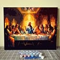Hand-Painted DIY Paint by Numbers The Last Supper,da Vinci Artwork,Painter Living Wall Art Decor Painting （16ｘ20 inches DIY Frame） Paint by Numbers for Adults Beginner for Home Decoration