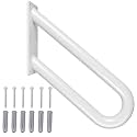 Hand Rails for Outdoor Steps Stair Railing Indoor Rail Metal Heavy Duty Non-Slip 1-3 Step Wall Mount Grab Bars U-Shape Safety Handle Garage Porch Courtyard Doorways (1 Pack 16'' White)