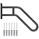 Hand Rails for Outdoor Steps Stair Railing Indoor Rail Metal Heavy Duty Non-Slip 1-3 Step Wall Mount Grab Bars U-Shape Safety Handle Garage Porch Courtyard Doorways (23")