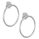 Hand Towel Holder Screw-in Brushed Nickel Towel Ring for Bathroom Wall Stainless Steel Towel Hanger Round Towel Racks for Bathroom Decor and Accessories, 2 Packs