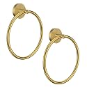 Hand Towel Holder Screw-in Gold Towel Ring for Bathroom Wall Stainless Steel Towel Hanger Round Towel Racks for Bathroom Decor and Accessories, 2 Packs