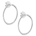 Hand Towel Holder Screw-in Mirror Silver Towel Ring for Bathroom Wall Stainless Steel Towel Hanger Round Towel Racks for Bathroom Decor and Accessories, 2 Packs