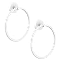 Hand Towel Holder Screw-in Stainless Steel Towel Ring for Bathroom Wall White Towel Hanger Round Towel Racks for Bathroom Decor and Accessories, 2 Packs