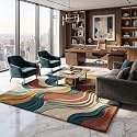 Hand Tufted Premium Wool Abstract Wave Design