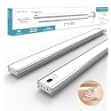Leetdud Hand Wave Under Cabinet LED Lighting Plug in, 20 Inch 2 Pcs Dimmable Linkable Ultra Thin Aluminum Alloy Housing, 4000K Natural White Motion Sensor Counter Lights for Kitchen, Shelf, Cupboard