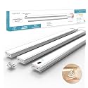 Leetdud Hand Wave Under Cabinet LED Lighting Plug in, 16 Inch 3 Pcs Dimmable Linkable Ultra Thin Aluminum Alloy Housing, 4000K Natural White Motion Sensor Counter Lights for Kitchen, Shelf, Cupboard