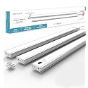 Leetdud Hand Wave Under Cabinet LED Lighting Plug in, 10 Inch 3 Pcs Dimmable Linkable Ultra Thin Aluminum Alloy Housing, 4000K Natural White Motion Sensor Counter Lights for Kitchen, Shelf, Cupboard