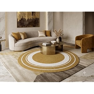 Hand Woven Braided Carpet Rugs Round Traditional