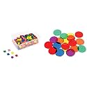 hand2mind Plastic 1 Inch Rainbow Color Tiles (Pack of 400) & Learning Resources Transparent Color Counting Chips (Set of 250), Ages 5+, Multicolor, 3/4 inch