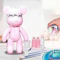 HANDA DIY Painting Fluid Bear Teddy Bear Painting Kit Set Creative Home Decorations Handmade Doll Figurine Toys Gift for Birthday Valentines (9.05 inch, Pink+White)