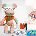 HANDA DIY Painting Fluid Bear Teddy Bear Painting Kit Set Creative Home Decorations Handmade Doll Figurine Toys Gift for Birthday Valentines (9.05 inch, Orange+Green)