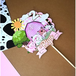 handcrafted 3d custom farm girl cake topper