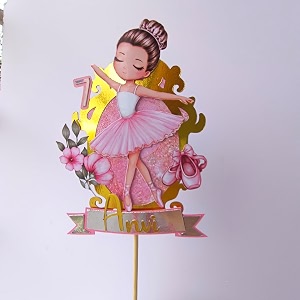 handcrafted ballerina cake topper  elegant dance theme birthday decoration  custom age or name