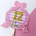 Handcrafted Bow Cake Topper with Custom Name &amp; Age – Personalized Birthday Cake Decoration