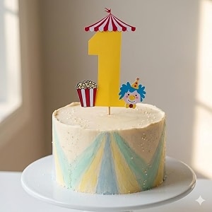 handcrafted carnival cake topper with custom name amp age  personalized birthday cake decoration party decor
