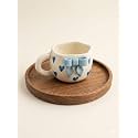 Handcrafted Ceramic Tea Cup with Bow Design | Cute Coffee &amp; Tea Mug | Glossy Finish | Gift for Home &amp; Kitchen (Blue)