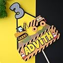 Handcrafted Construction Theme Cake Topper | Customised With Name | Digger Truck Birthday Cake Decoration | Personalized Kids Birthday Party Decor