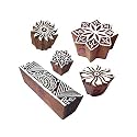 Handcrafted Designs Floral and Border Wood Print Stamps (Set of 5)