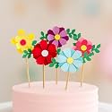 Handcrafted Floral Cake Toppers – Set of 5 for Birthday &amp; Wedding Cakes