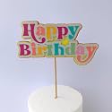 Handcrafted Happy Birthday Cake Topper