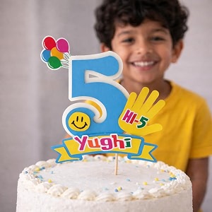 handcrafted hi five cake topper  customised with name  high five 5th birthday cake decoration  personalized age 5 birthday party decor