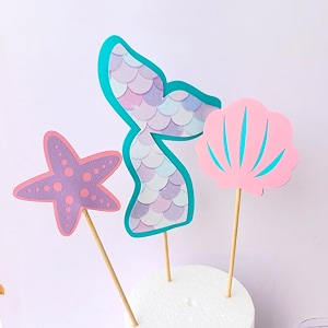 handcrafted mermaid cake topperset of 3