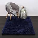 Handcrafted Microfiber Nevy Blue Shaggy Carpet 6x8