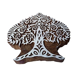 handcrafted printing stamp large modern art tree shape big wooden block