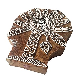 handcrafted printing stamp large palm tree design big wood block