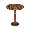 Handcrafted Round Coffee Table for Living Room – 18x21.5 Inch Wooden End Table, Side Table, Accent Table – Solid Wood Small Table with Pillar Joint Design – Natural Finish