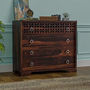 Handcrafted Sheesham Wood Dressers Chests of 4
