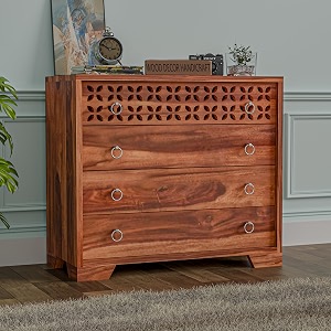 Handcrafted Sheesham Wood Dressers Chests of 4