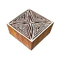Handcrafted Square Geometric Design Block Print Wood Stamp - DIY Henna Fabric Textile Paper Clay Pottery Block Printing Stamp