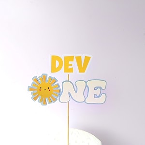 handcrafted sunshine cake topper with custom name amp age  personalized birthday cake decoration party decor