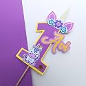 Handcrafted Unicorn Cake Topper with Custom Name &amp; Age – Personalized Birthday Cake Decoration