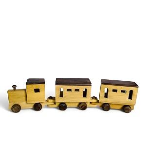 handcrafted wooden toy train set  classic vintage style with two attached bogie  eco-friendlynon-toxic durable perfect for toddlers  beautiful natural wood finish for kidwooden handicraft train