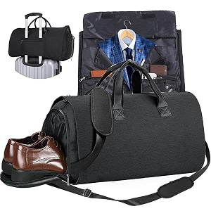 handcuffs convertible garment duffel bag for travel large size carry on satchel for men and women - 2 in 1 hanging suitcase suit travel bag black-1