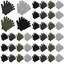Handepo 100 Pair Winter Knit Gloves Bulk for Adults