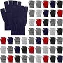 Handepo 50 Pairs Winter Fingerless Gloves Bulk Knitted Winter Half Finger Gloves for Men Women Homeless People