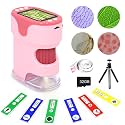 Handheld Digital Microscope for Kids with 2'' HD Screen, 200~1000X Pocket Microscope, Starter Kit with 6 Random Specimen Slides and 32G SD Card Included, Educational Gift for Children Age 6+ (Pink)