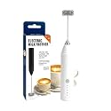 Handheld Electric Milk Frother for Coffee, USB Rechargeable Foam Maker for Cappuccino Latte, Egg Beater & Coffee Whisk, Portable Stainless Steel Frother for Home Kitchen Café – White