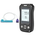 Handheld Fingertip Pulse Oximeter Medical Grade Pediatric Wrap Probe for Baby Kids Spot Checking Black Continuous Pulse Oximeter Adult Tracking Fast Accurate SpO2 Pulse Rate Respiration Rate Customizable Audio Visual Alarm