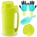Handheld Spreader Set with Scoop & Gloves for Seed, Salt, De-icer,Green