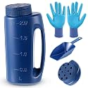 Handheld Spreader Set with Scoop &amp; Gloves for Seed, Salt, De-icer,Blue