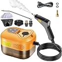 Handheld Steam Cleaner, Portable Steamer for Cleaning with 9pcs Accessories, 6-Level Adjustable Handle, 12s Heat-Up, 1200ml Tank, Steam Cleaner for Home,Dirt,Grout,Tile,Floor,Couch and Car (Orange)