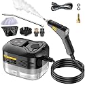 Handheld Steam Cleaner, Portable Steamer for Cleaning with 9pcs Accessories, 6-Level Adjustable Handle, 12s Heat-Up, 1200ml Tank, Steam Cleaner for Home,Dirt,Grout,Tile,Floor,Couch and Car (Black)