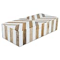 Handicrafts Home Handmade Marquet Chevron Decorative Jewelry Box Organizer – Keepsakes, Trinkets, and Home Decor – Antique Coffee Table Storage, Memory Box, Farmhouse Style Decor, 10x4.5x2.5